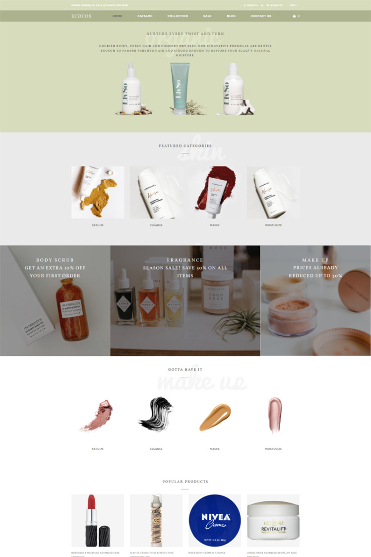 Ecocos Cosmetics Store eCommerce Modern Shopify Theme