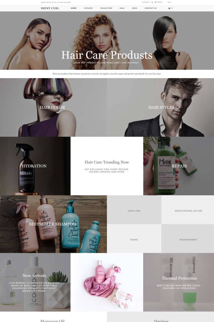 Shiny curl Hair Care Store E commerce Modern Shopify Theme #81213