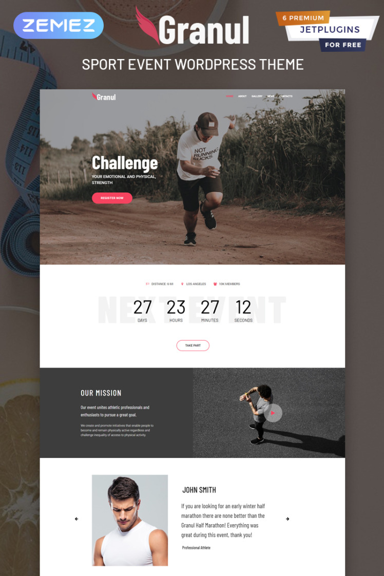 Granul Sport Event Multipurpose Modern Elementor WordPress Themes