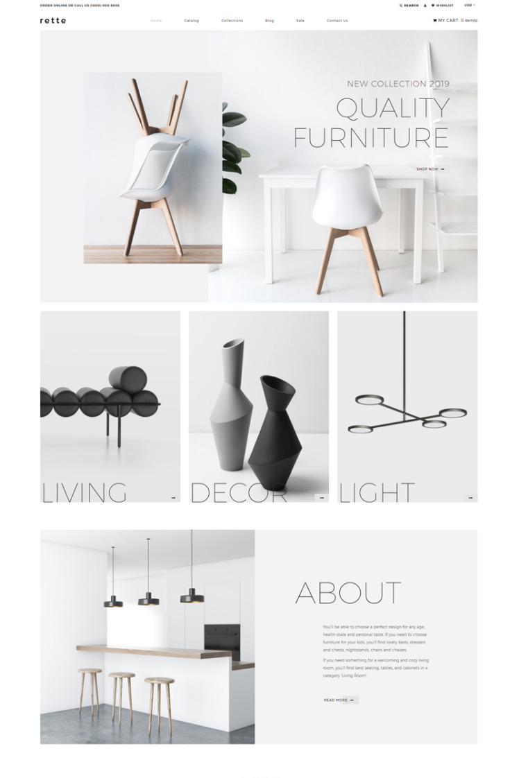 Rette Furniture Multipage Minimalistic Shopify Theme