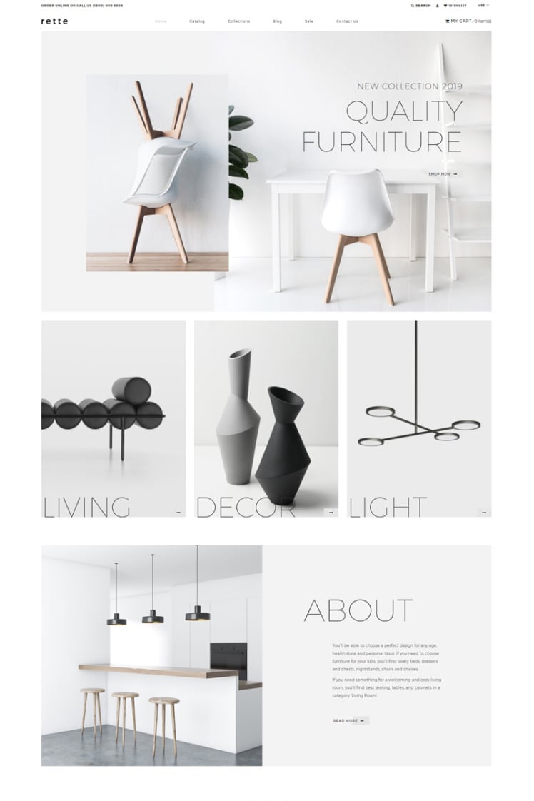 rette Furniture Multipage Minimalistic Shopify Themes