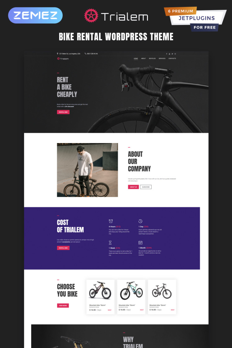 Trialem Bike Rental Multipurpose Modern Elementor WordPress Themes