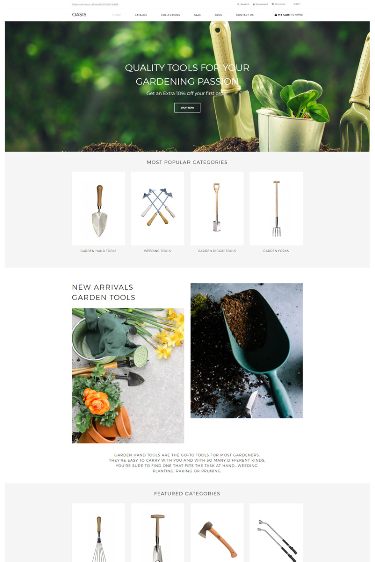 OASIS Gardening E commerce Clean Shopify Theme #82062