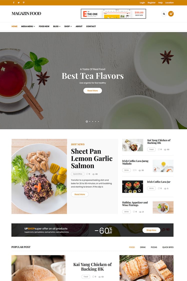 Magazine Food Blog WordPress Theme