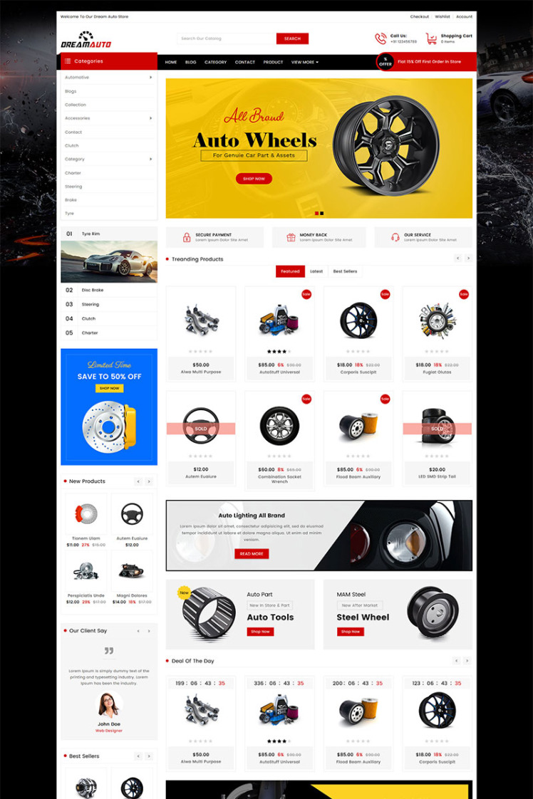 Dream Auto Parts Shopify Theme #82235