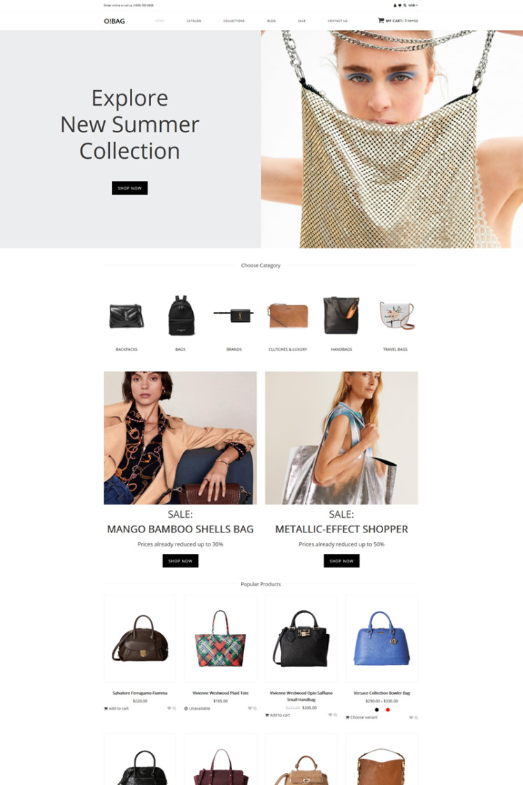 O BAG Bag Shop Clean Shopify Theme #82380