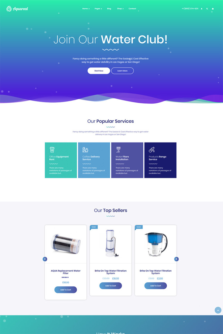 Aquareal Bottled Water Delivery WordPress Theme