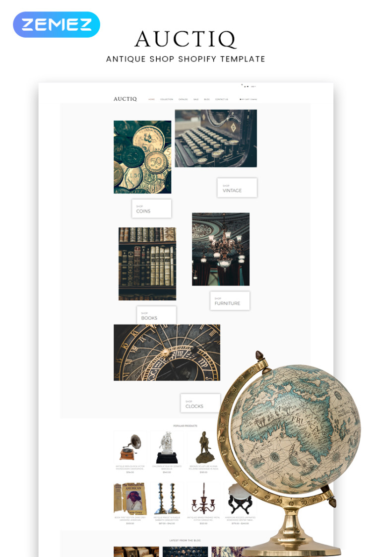 Auctiq Antique Shop Clean Shopify Theme #82574
