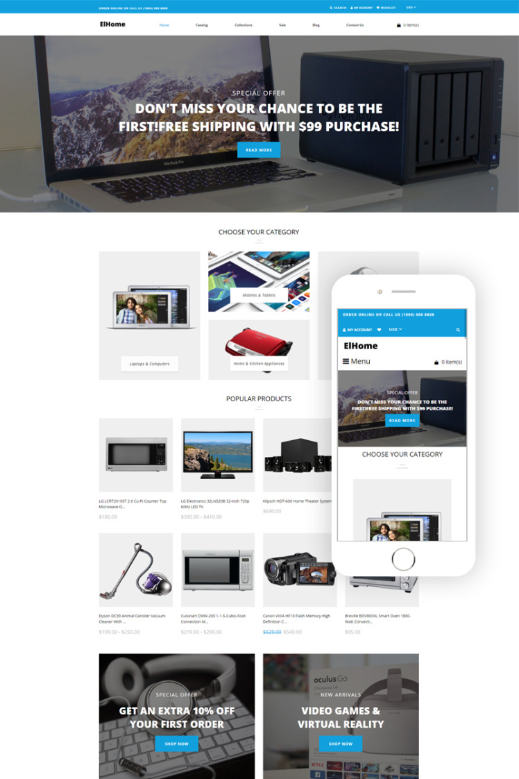 ElHome Electronics Store Clean Shopify Theme #82578