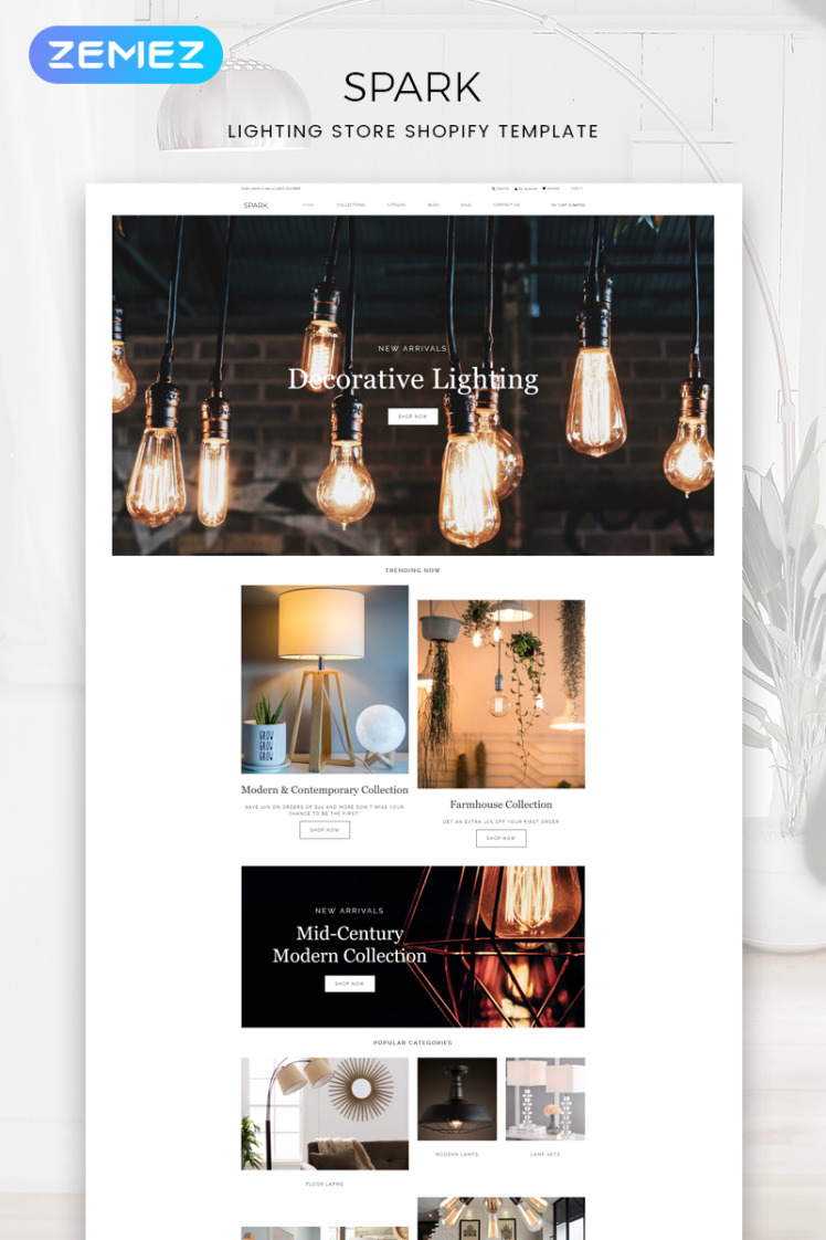 Spark Lighting Store Modern Shopify Theme #82644