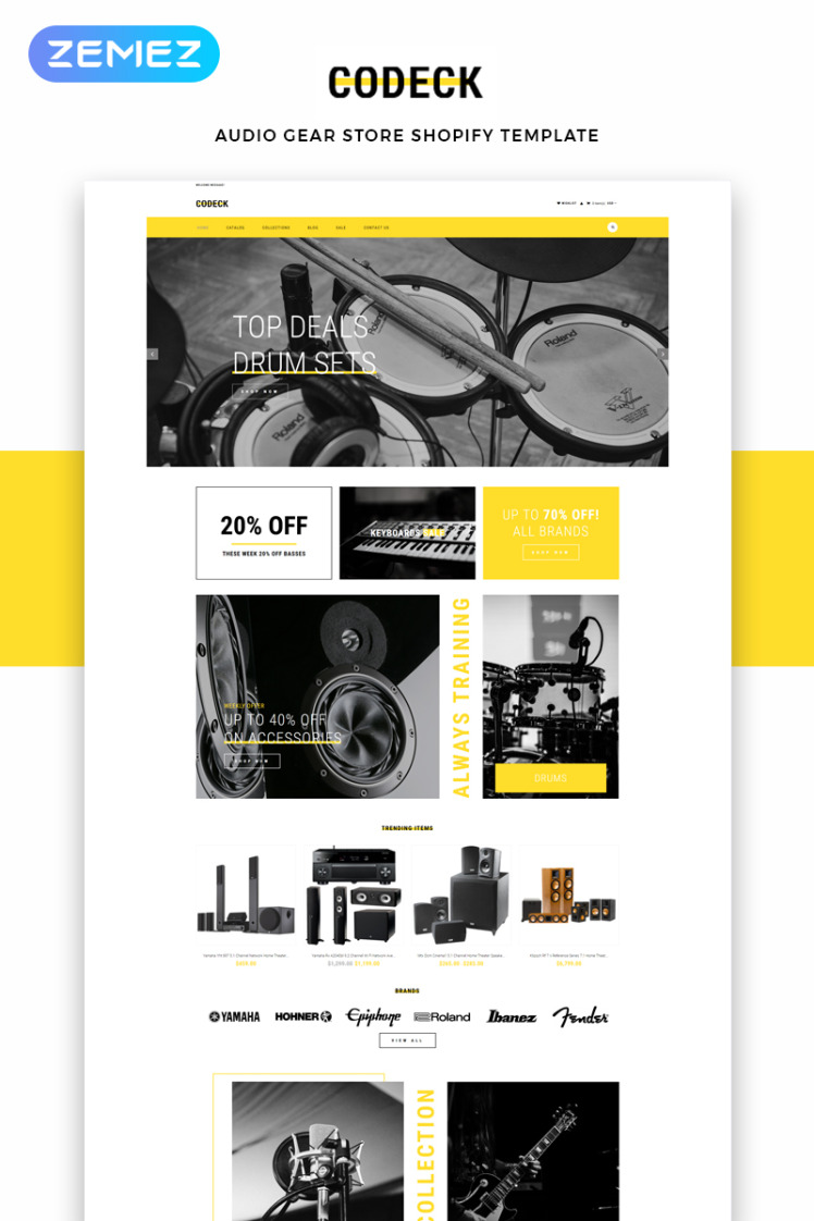Codeck Audio Store eCommerce Modern Shopify Theme #82752