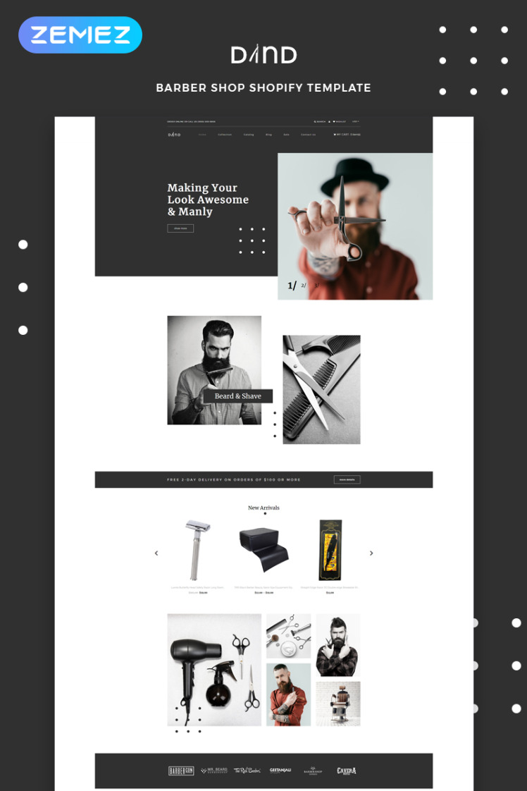 Dand Hair Salon Multipage Modern Shopify Theme #82751