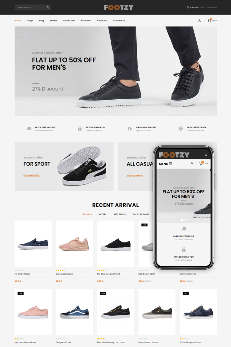 Footzy Shoes Store WooCommerce Themes