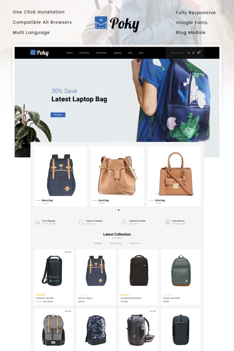 Poky Travle Bag Store PrestaShop Themes