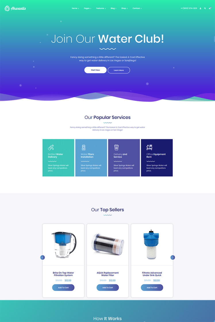 Water Website Example Akwantis - Bottled Water Delivery Website Template #82880