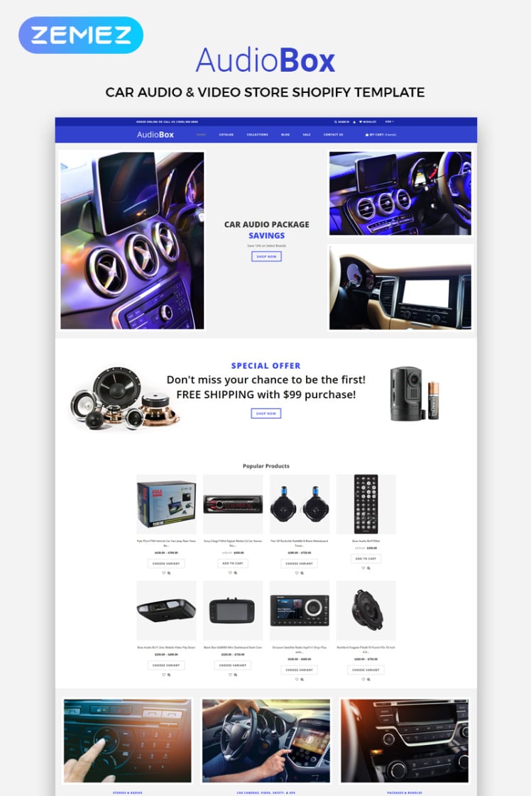AudioBox Car Audio E Commerce Modern Shopify Theme #83375
