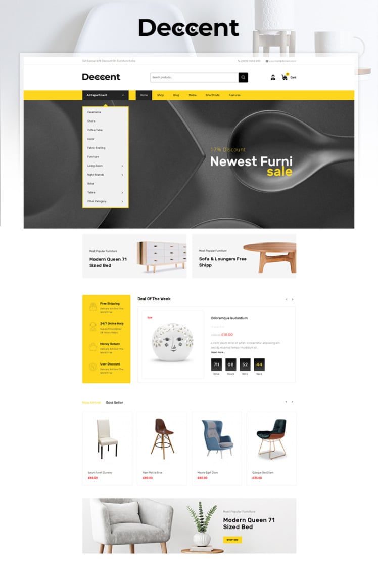 Deccent Furniture Store WooCommerce Themes