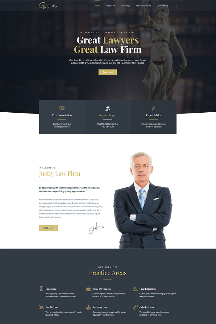 Justly Lawyer and Attorney WordPress Theme