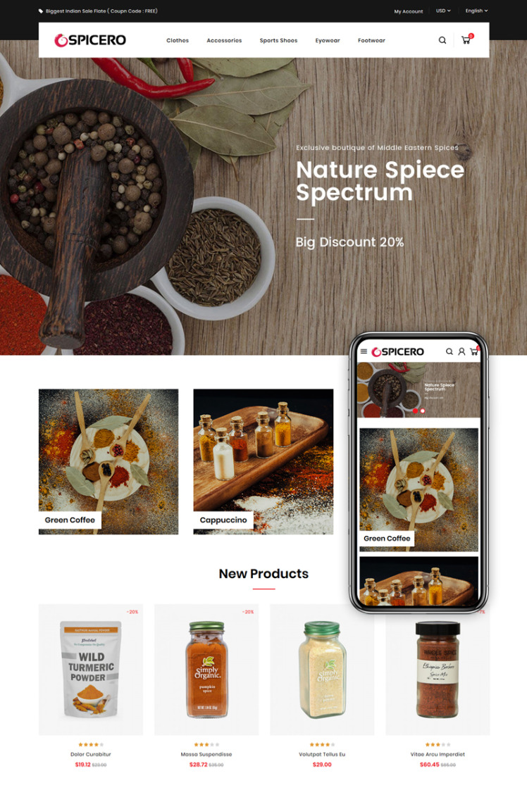 Spicero Grocery Store PrestaShop Themes