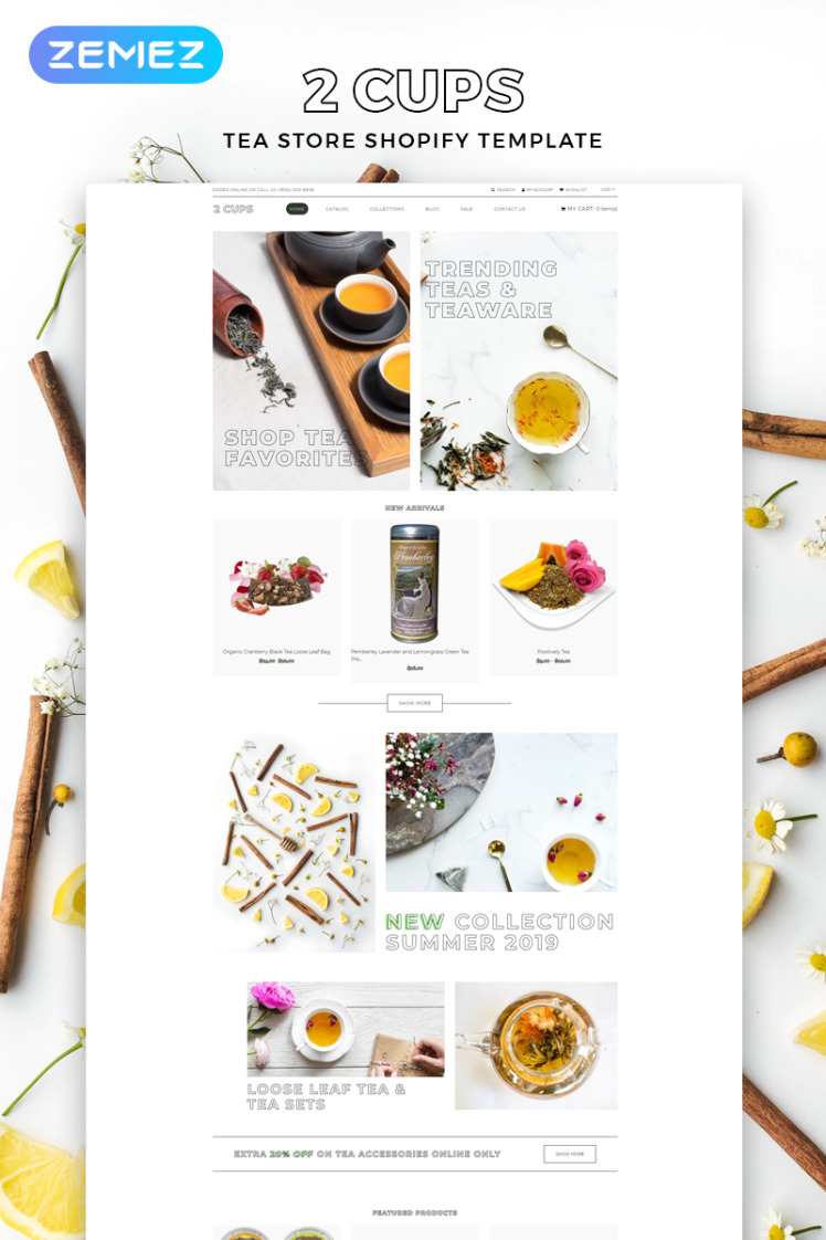 Cups Tea Store Multipage Bright Shopify Theme #83711