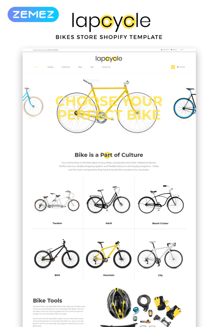 Lapcycle Cycling Multipage Clean Shopify Theme #83713