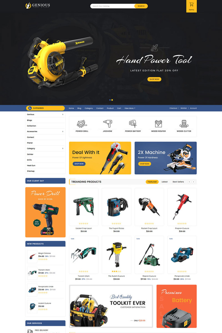 Genious Power Tools Store Shopify OS Theme #83886