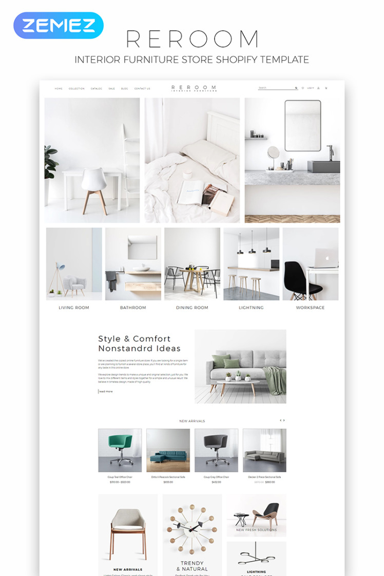 Reroom Furniture Store Multipage Clean Shopify Theme