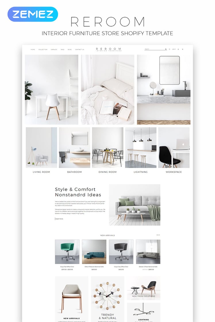 Reroom Furniture Store Multipage Clean Shopify Themes