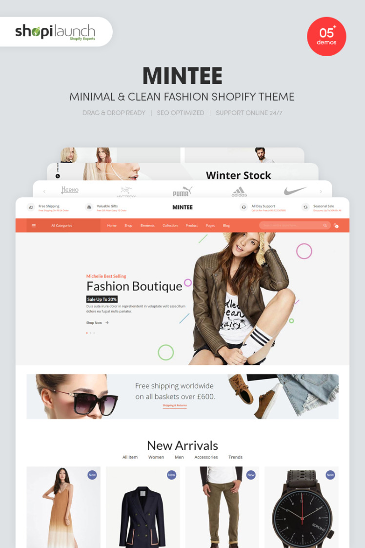 Mintee Minimal Clean Fashion Shopify Theme #84070