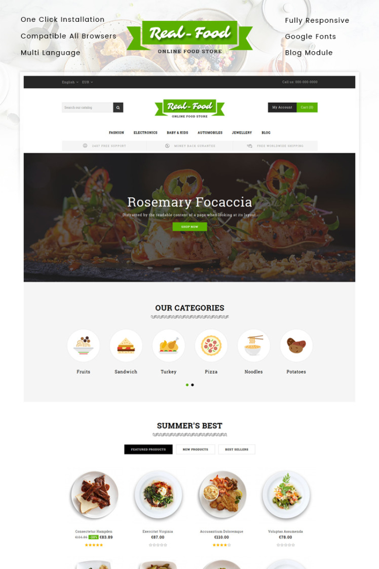 Real Food Restaurant Store PrestaShop Themes