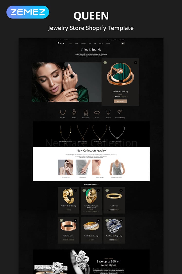 Queen Jewelry Multipage Elegant Shopify Themes