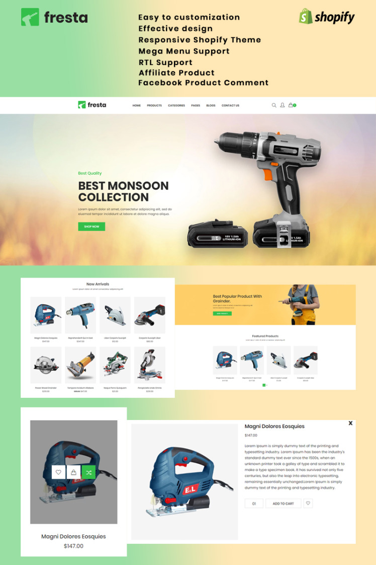 Fresta Grinder Tools Shopify Theme #84446