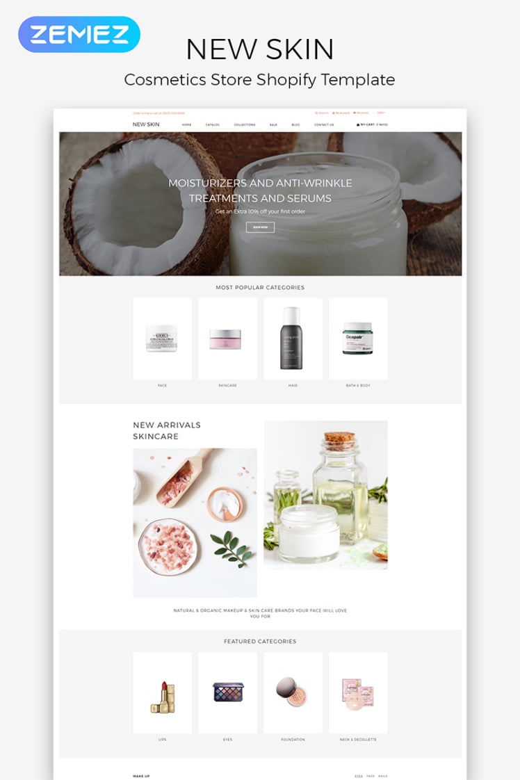New Skin Cosmetic Store e ommerce Clean Shopify Theme