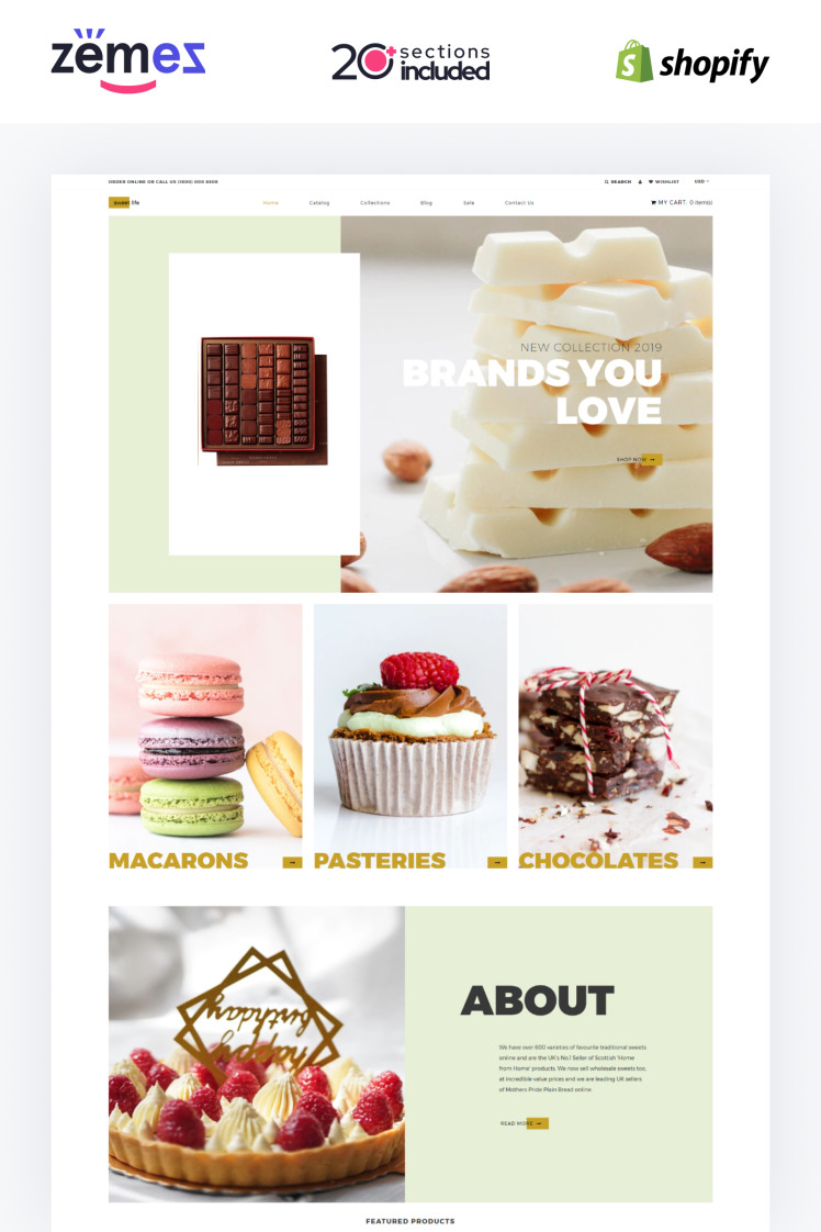 Sweet Life Sweet Shop Multipage Clean Shopify Theme