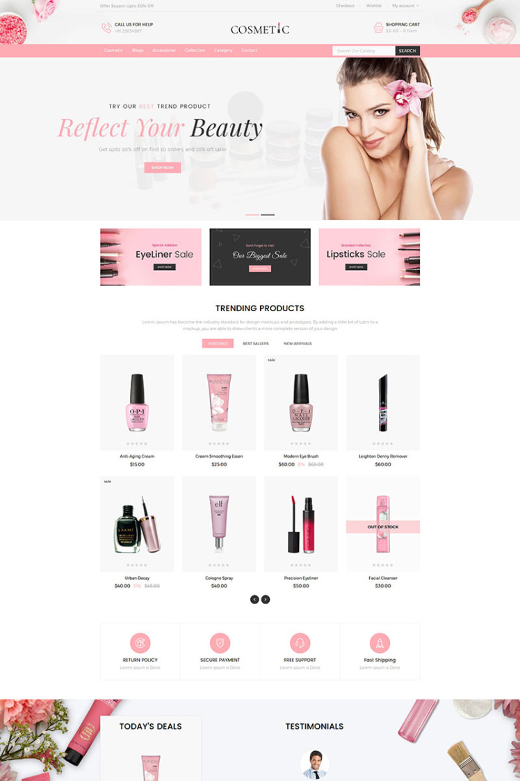 Cosmetics Store Responsive Shopify Themes