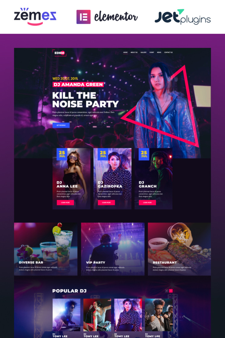 Edem Night Club Multipurpose Modern WordPress Elementor Theme