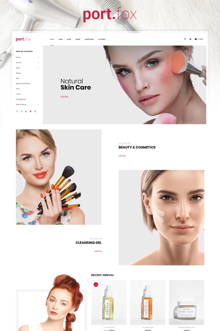 Portfox Cosmetic Store WooCommerce Theme