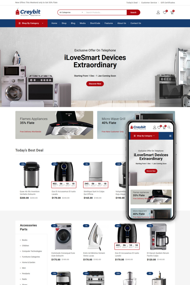Creybit Home Appliances WooCommerce Theme