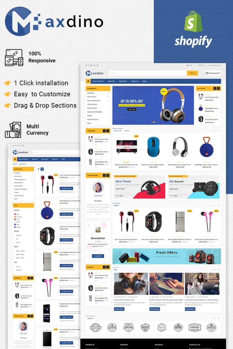 Maxdino Electronic Shopify Theme #85077