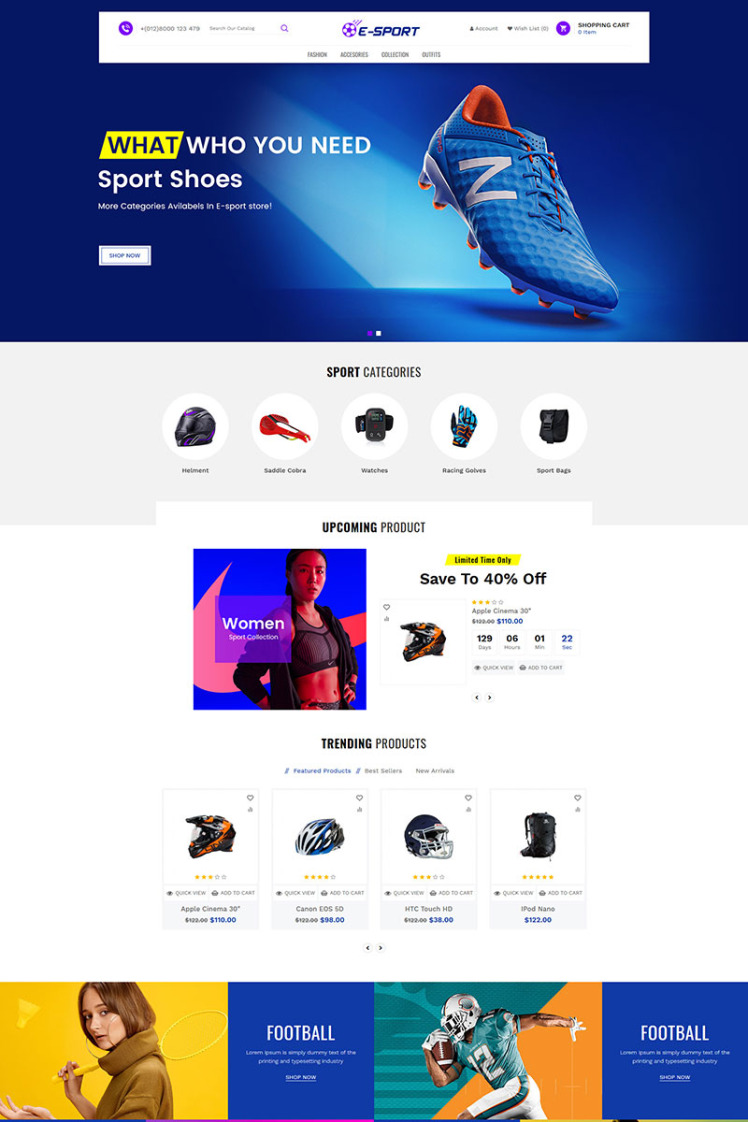 Esport Sports Store Shopify Theme OS #85168