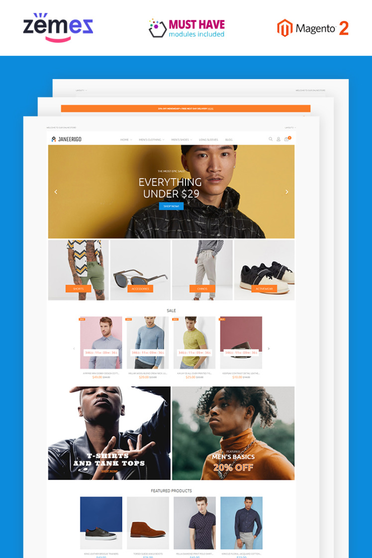 Janeerigo Mens Fashion Clean Stylish Magento Themes