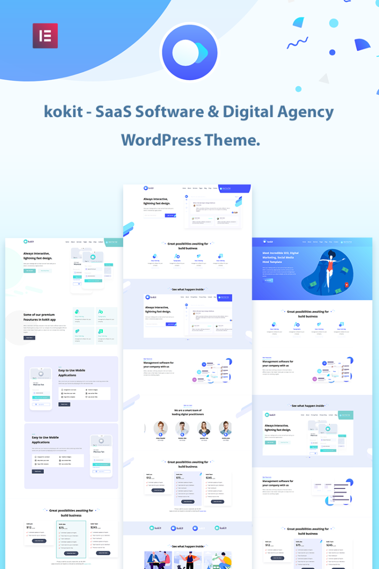 kokit SaaS Software Digital Agency WordPress Theme