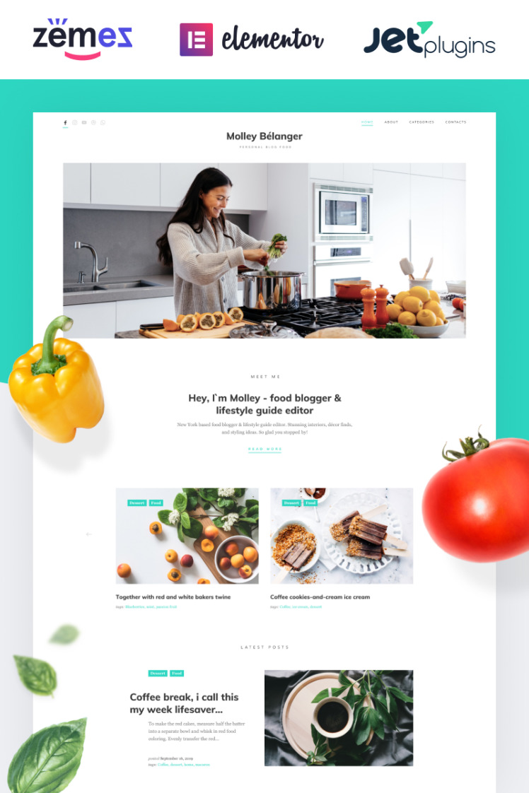 Molley Belanger Food blog WordPress theme for storytelling WordPress Themes