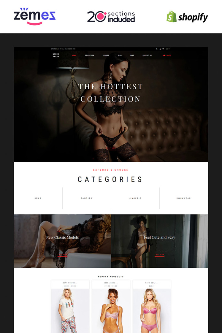 UnderWear Lingerie Store Shopify Themes
