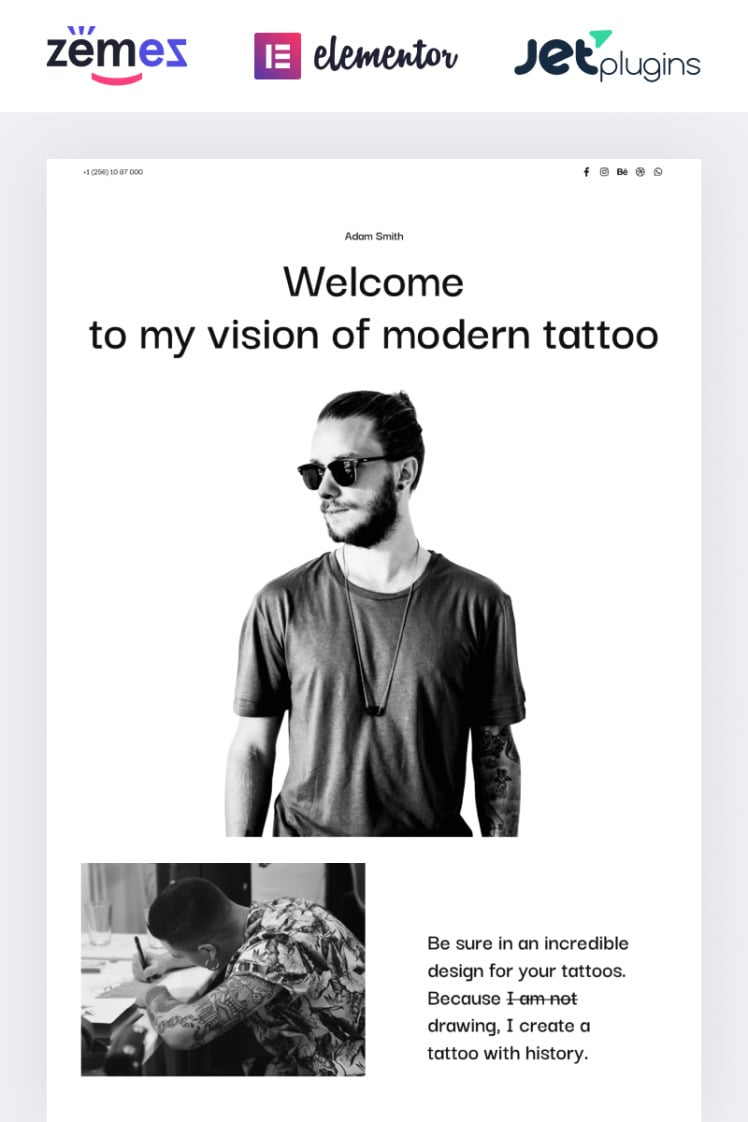 Adam Smith Creative Personal Tattoo Pro WordPress Theme