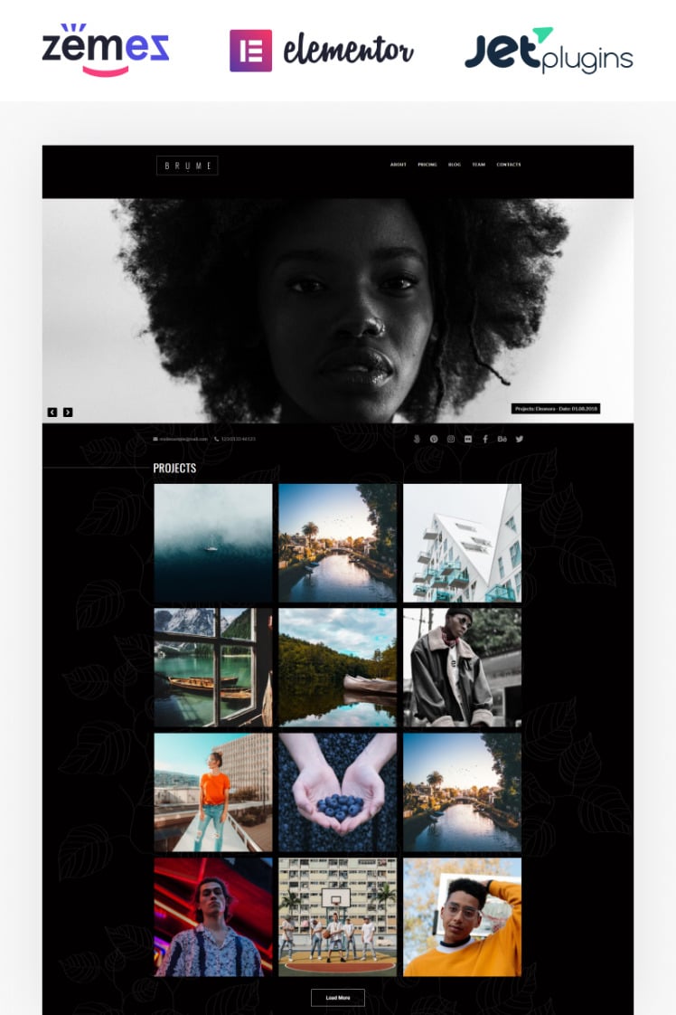 Brume Photo Portfolio with Elementor Builder WordPress Theme