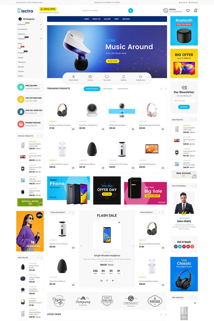 Electra Electronics Store Shopify Theme #85946