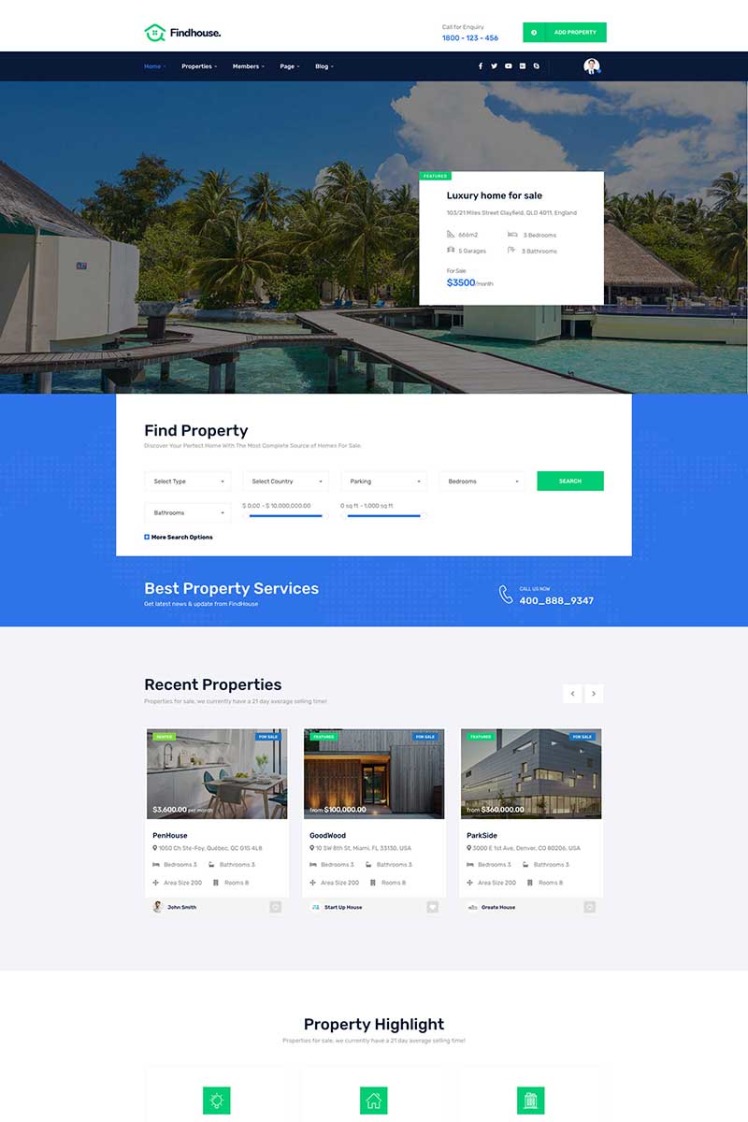 Findhouse Real Estate WordPress Themes