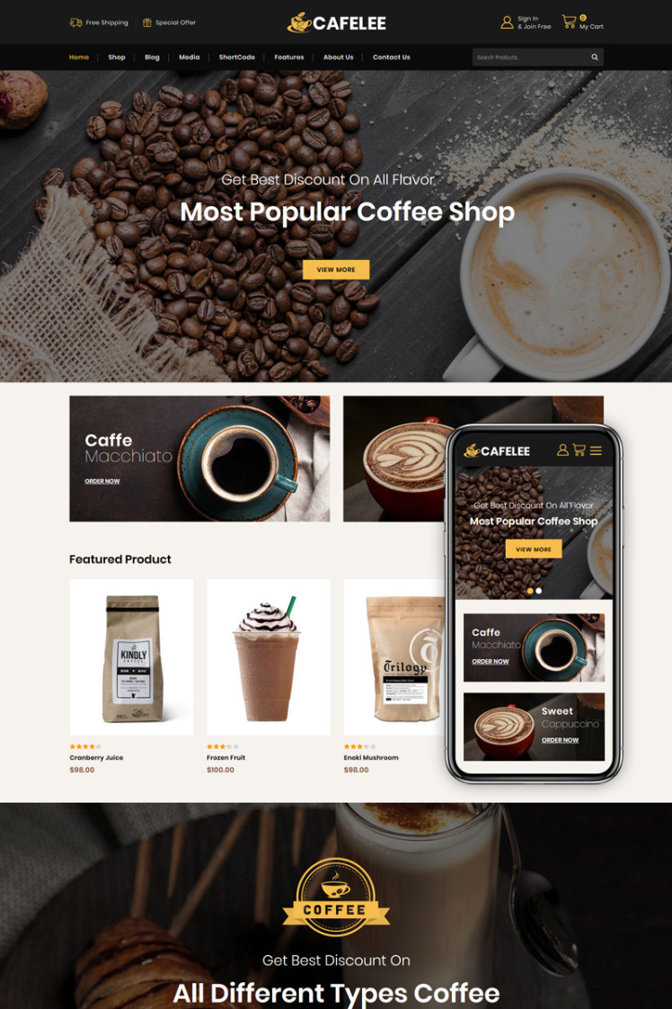 Cafelee Food Restaurant Store WooCommerce Themes