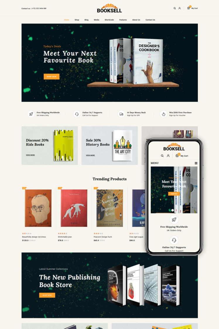 Booksell - Books and Stationery Store WooCommerce Theme #86100